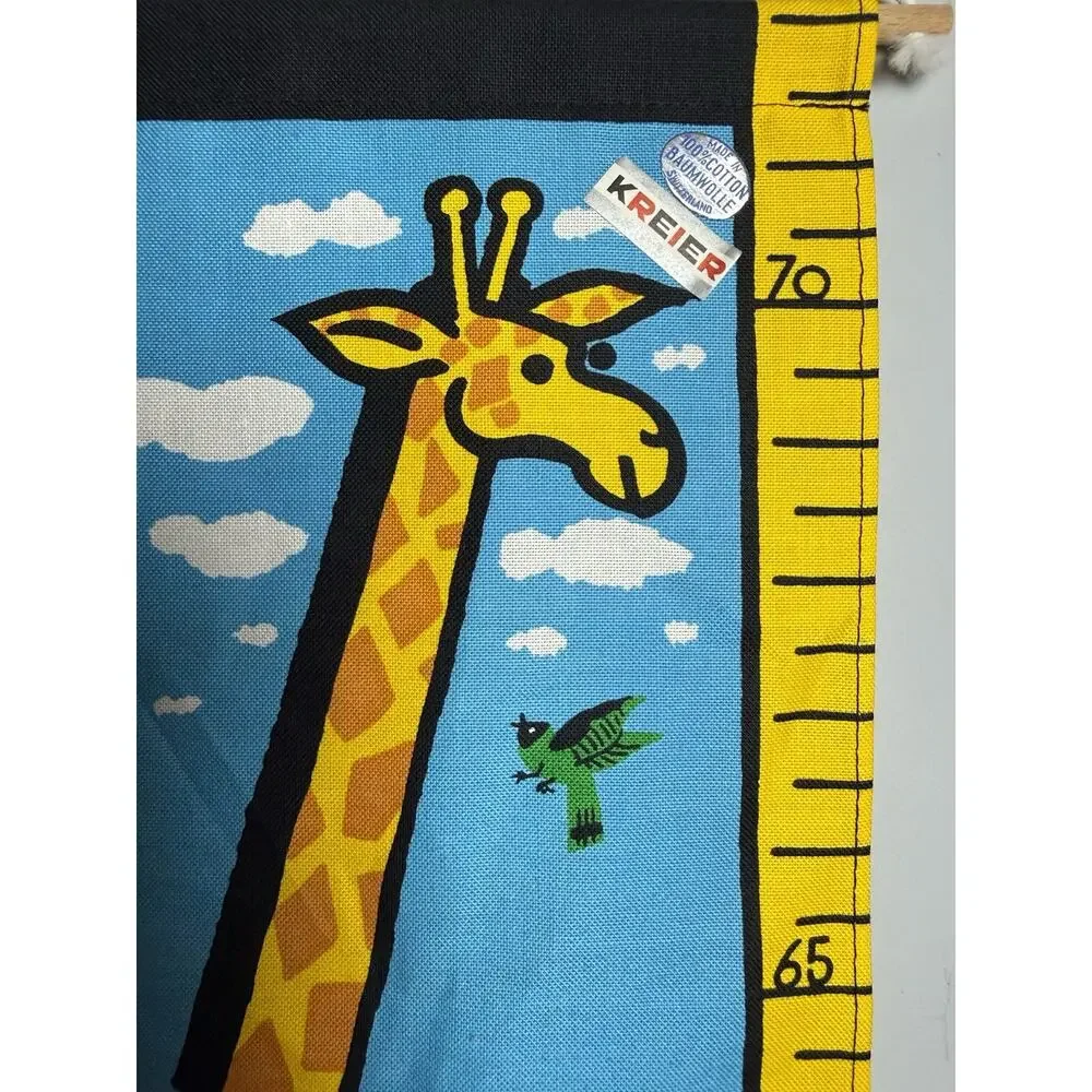 Vintage New Kreier Kids Fabric Growth Chart Animal Wall Hanging
